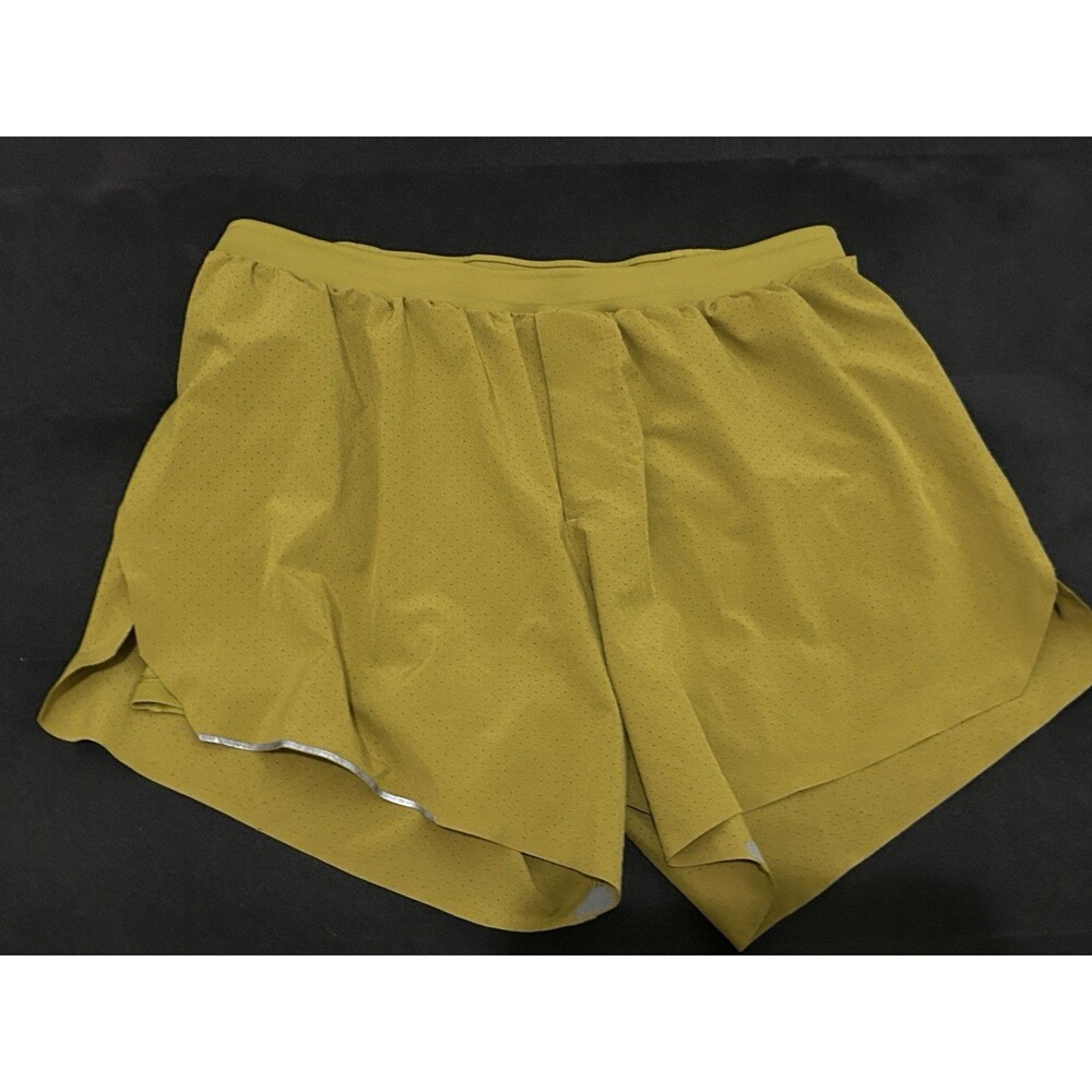 Lululemon Fast & Free Lined Shorts Mens Large Yellow Mustard 6” LM7AU8S